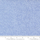 The image is a close-up of a fabric with a light blue background and white dots, resembling a speckled or speckled pattern.