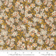 The image is a close-up of a fabric with a floral pattern, featuring various shades of brown and orange flowers and leaves.