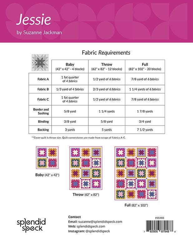 Jessie Quilt Paper Pattern SS488 by Suzanne Jackman for Splendid Speck 3 sizes Baby, Throw and Twin