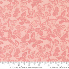 a repeating pattern of pink butterflies on a light pink background.