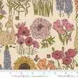 The image is a collage of various colorful flowers and plants, including sunflowers, poppies, and other flowers, along with illustrations of rabbits and butterflies.