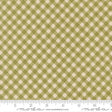 a fabric with a repeating pattern of green and beige squares, creating a checkered or plaid design.