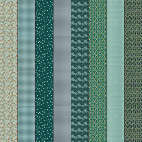 a collection of nine vertical stripes, each with a unique pattern and color. The stripes vary in size and orientation, creating a visually interesting and diverse arrangement.