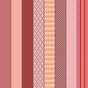 a collection of nine vertical stripes in various colors, including pink, red, orange, and white. The stripes have different patterns and designs, creating a visually interesting and diverse arrangement.