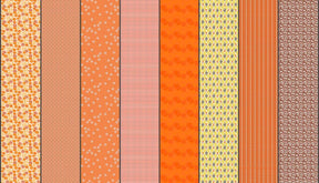 a collection of nine vertical stripes in various shades of orange, yellow, and brown, arranged in a grid-like pattern.