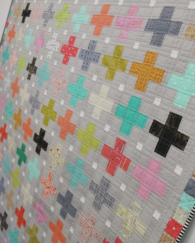 Little Crosses Quilt Pattern EJ003 by Emma Jean Jansen - Advanced Beginner - Makes 3 sizes perfect for using your scraps