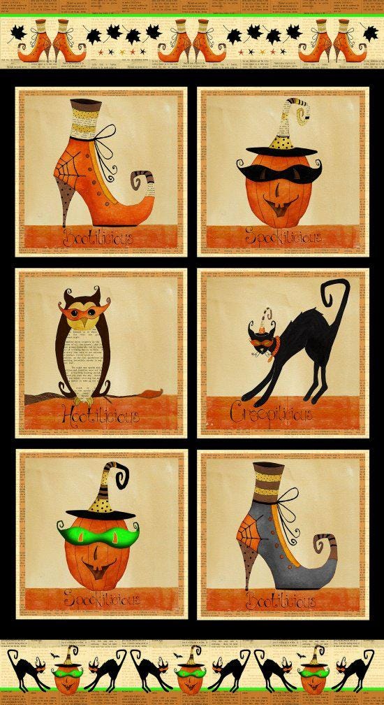 Cheeky Wee Pumpkin Halloween Fabric Panel By Studio E Fabrics 23" x WOF 3267P 93