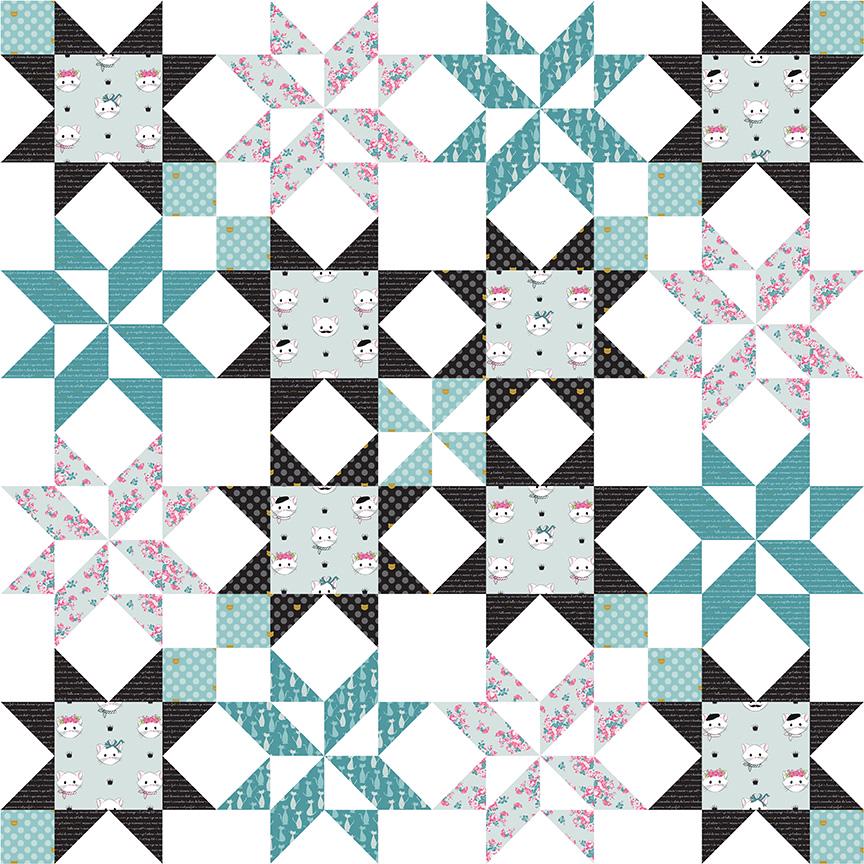 Star Bright Quilt Pattern by Melissa Mortenson of Polka Dot Chair 64" x 64"