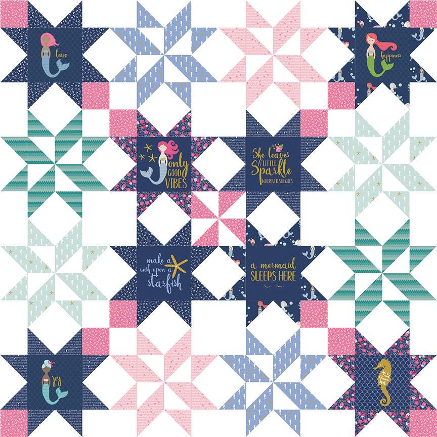 Star Bright Quilt Pattern by Melissa Mortenson of Polka Dot Chair 64" x 64"