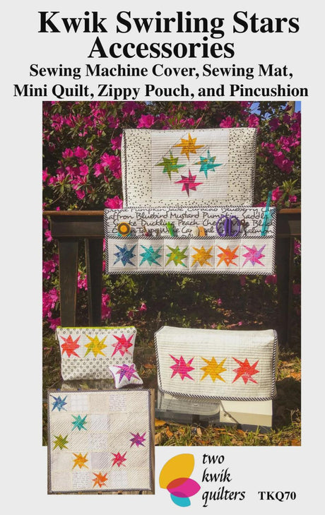 Kwik Swirling Stars Accessories Pattern TKQ70 by Karie Jewell for Two Kwik Quilters Printed Pattern Only