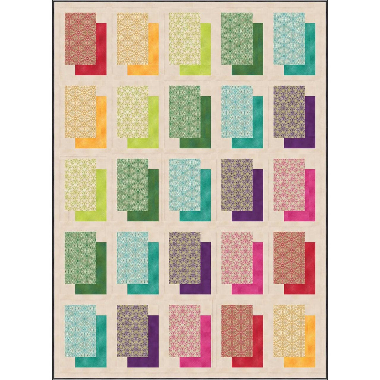Dyed Shadow Boxes Quilt Printed Pattern by Ladeebug Design LADBE0138