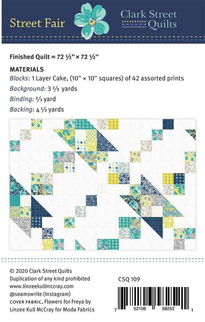 Street Fair Quilt Pattern CSQ 109 by Clark Street Quilts 72.5" x 72.5" Printed Pattern Only