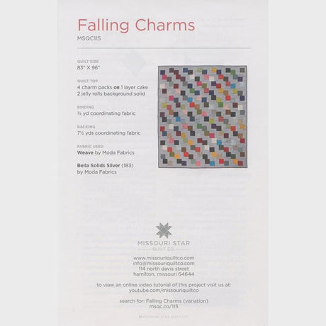 Falling Charms Quilt Pattern MSQC115 by Missouri Star - size 82" x 95" Printed Pattern Only