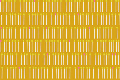 a repeating pattern of yellow and white vertical lines, creating a visually striking and symmetrical design.