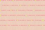 a repeating pattern of pink and white matchsticks arranged in rows and columns, with a single yellow matchstick standing out among the pink ones.