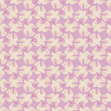 The image is a repeating pattern of stylized white birds with red accents on a light purple background.