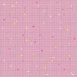 a pink grid pattern with various geometric shapes, including circles, triangles, and rectangles, scattered across the grid.