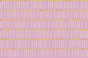 a repeating pattern of yellow and white matchsticks arranged in a grid-like fashion against a pink background.