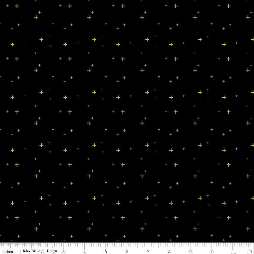 Riley Blake Sparkler Black Yardage by Melissa Mortenson for Riley Blake Designs SC650-BLACK Sold in 1/2 yard increments