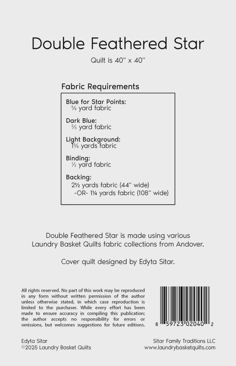 Double Feathered Star Quilt Pattern LBQ-2040-P From Laundry Basket Quilts By Edyta Sitar