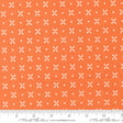 a repeating pattern of white flower-like shapes on an orange background.
