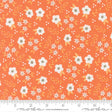 a repeating pattern of white flowers with orange leaves on an orange background.