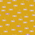 a repeating pattern of cartoon-style radio devices on a yellow background.