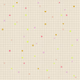 a grid-like pattern with various geometric shapes and symbols, including triangles, squares, and circles, scattered across the background.