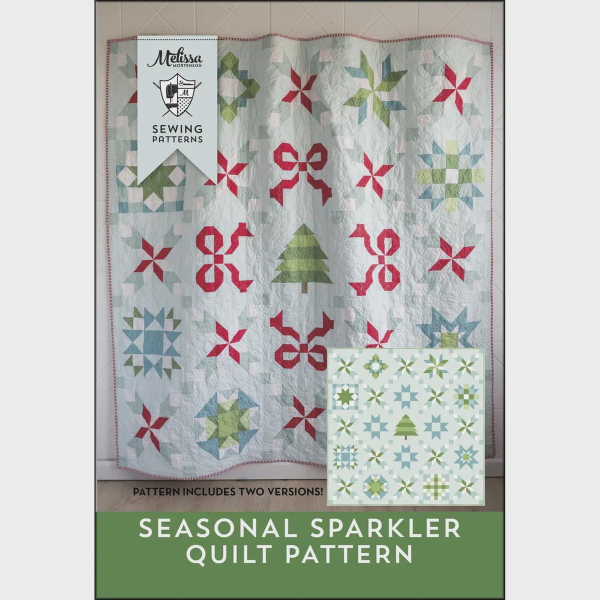 Seasonal Sparkler Printed Quilt Pattern by Melissa Mortenson of Polka Dot Chair finished size is 72" x 72"