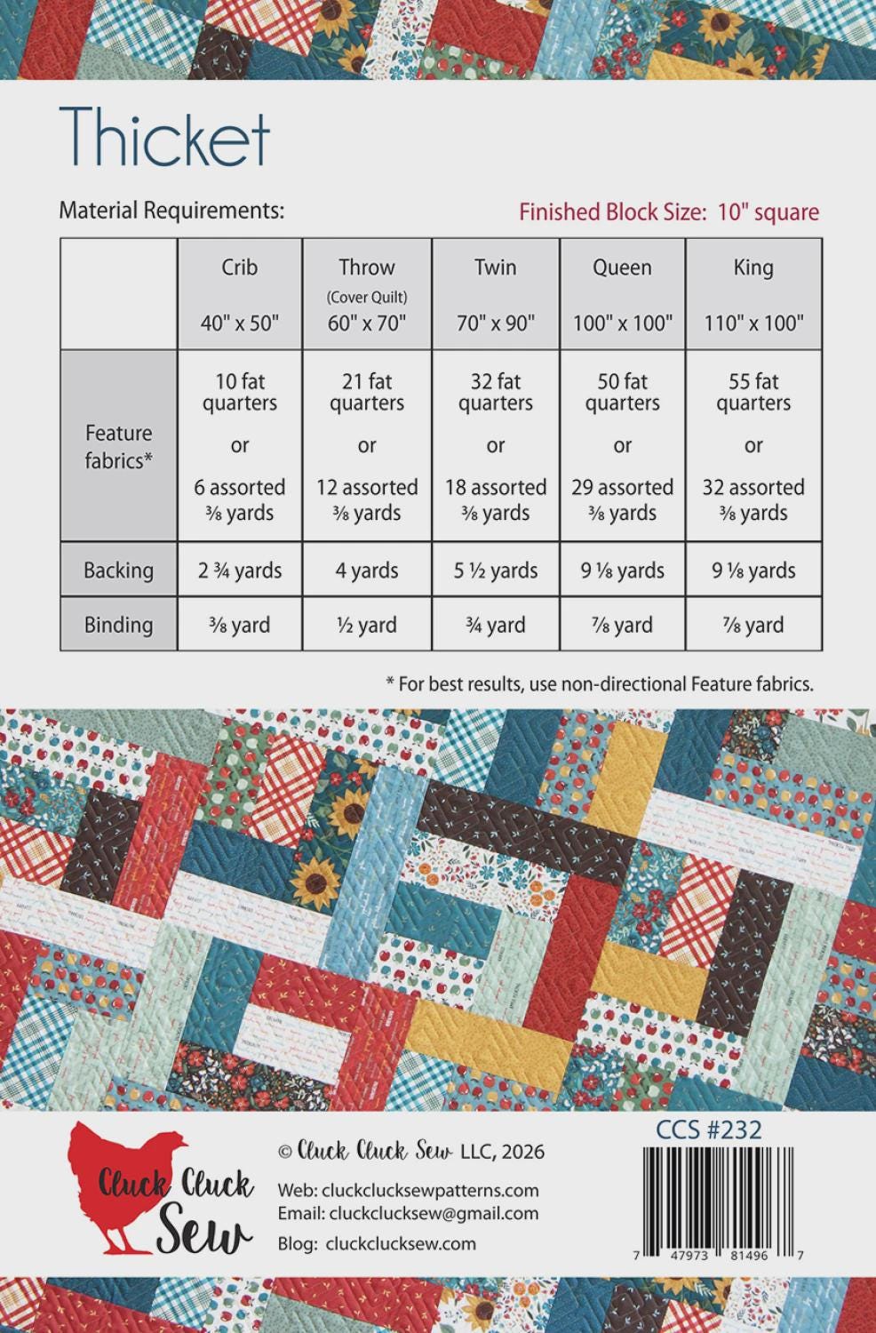 Thicket Quilt Pattern, Paper Pattern only CCS232 by Allison Harris for Cluck Cluck Sew