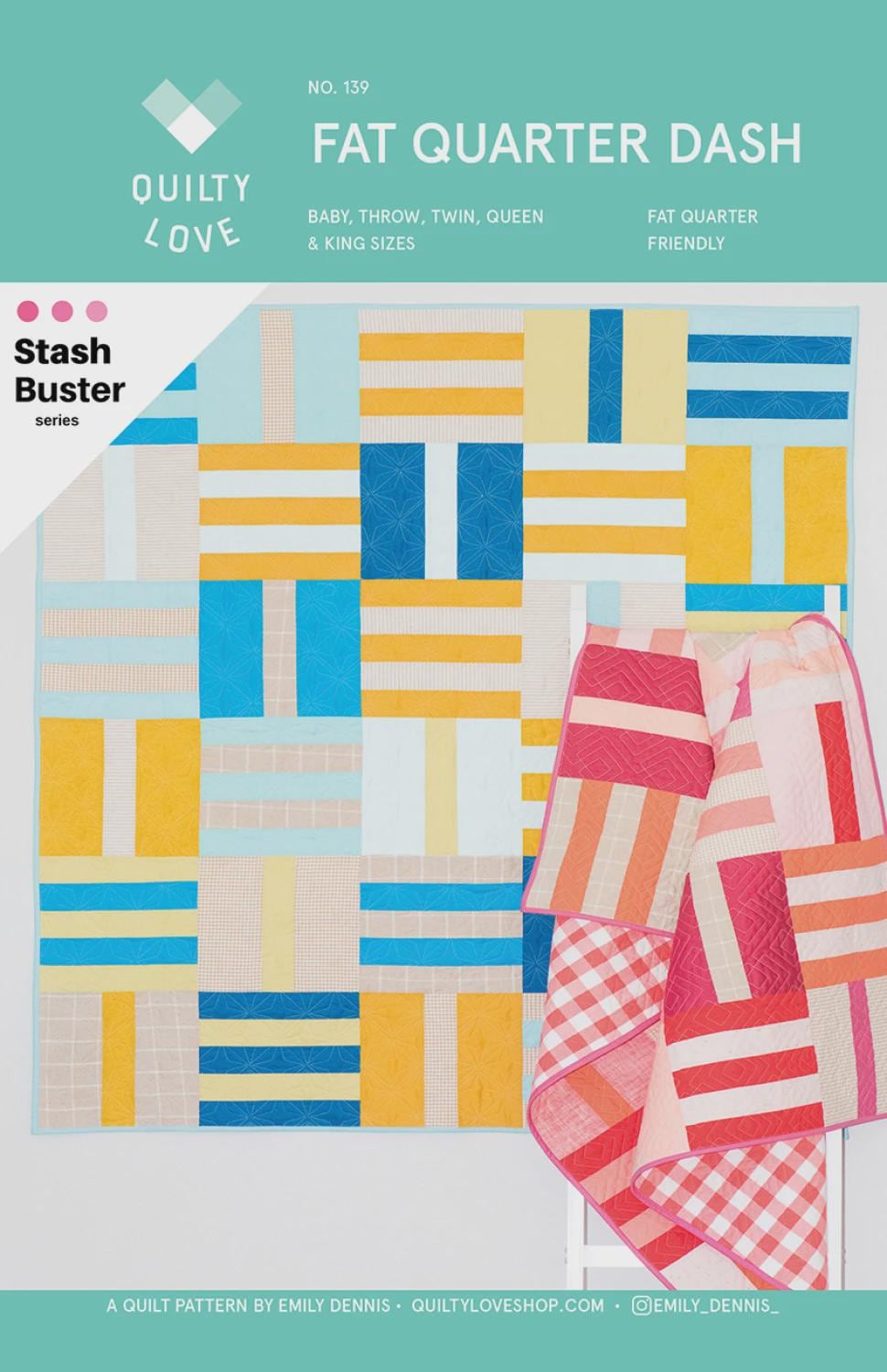 Fat Quarter Dash Quilt Pattern Only CJ139 by Fran of Cotton + Joy various sizes