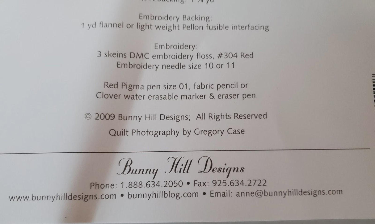 Rabbits Prefer Embroidery Quilt Pattern BHD1040 by Bunny Hill Designs Printed Pattern Only