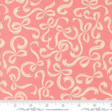 a repeating pattern of white bows on a pink background.