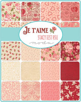 The image is a collage of various fabric patterns in shades of pink and red, arranged in a grid format.