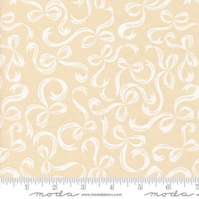 a repeating pattern of white bows on a beige background.
