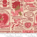 a pink and red fabric with a cupid's arrow design