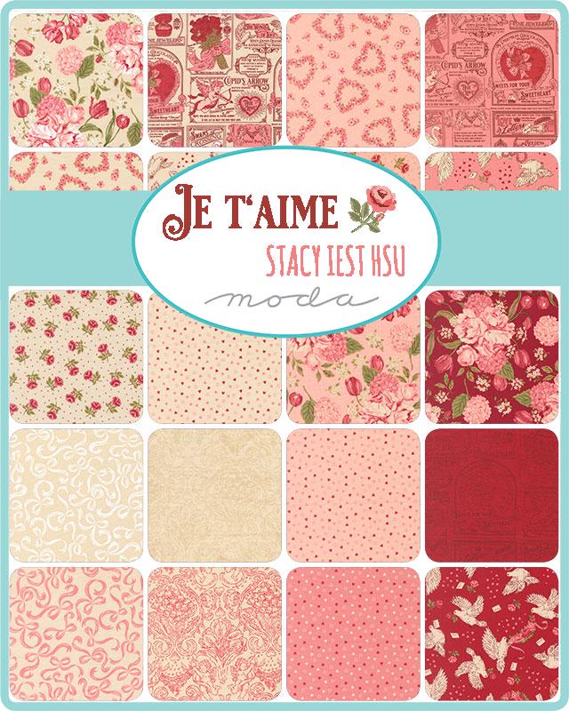 The image is a collage of various fabric patterns in shades of pink and red, arranged in a grid format.