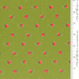 a repeating pattern of red strawberries on a green background.