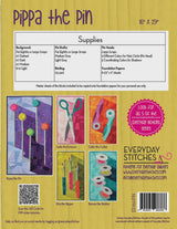 Pippa the Pin Quilt Pattern by Everyday Stitches ES-550-PIN Printed Pattern Only 16" x 29"