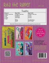 Rita the Ripper Quilt Pattern by Everyday Stitches ES-545-RIP Printed Pattern Only 16" x 29"