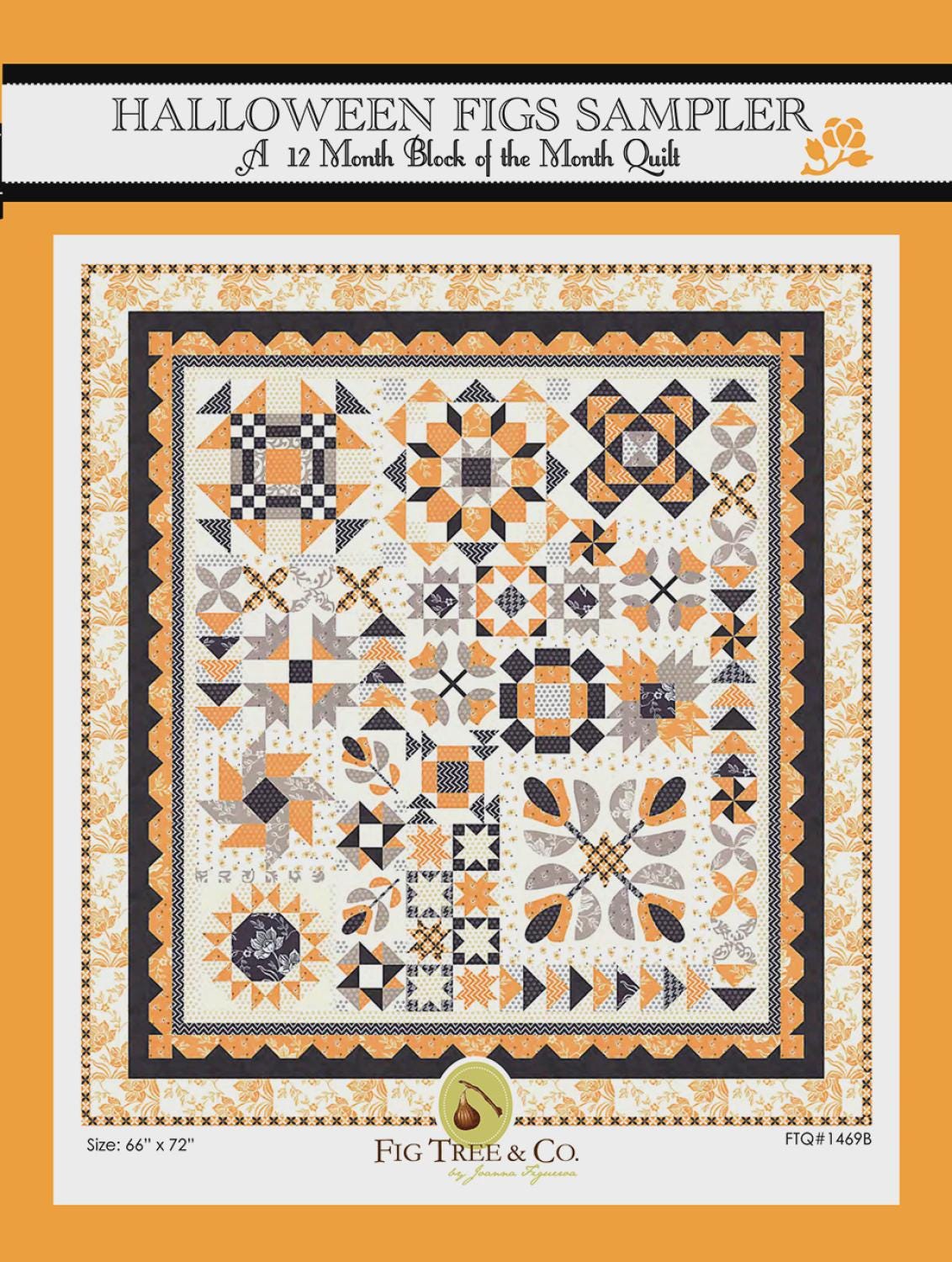 Halloween Figs Sampler 12 Month Block of the Month Quilt Sampler Pattern - by Joanna Figueroa of Fig Tree Quilts FTQ1469B