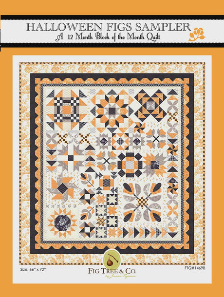 Halloween Figs Sampler 12 Month Block of the Month Quilt Sampler Pattern - by Joanna Figueroa of Fig Tree Quilts FTQ1469B