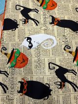 Cheeky Wee Pumpkins By Studio E Fabrics 3270-44 Branch Cats and Owl Yardage Sold in 1/2 Yard Increments