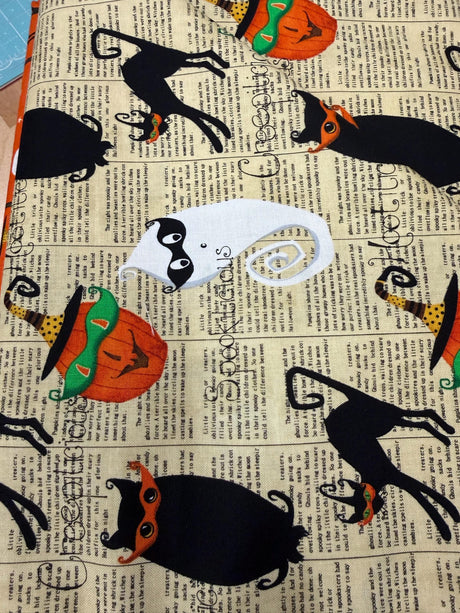 Cheeky Wee Pumpkins By Studio E Fabrics 3270-44 Branch Cats and Owl Yardage Sold in 1/2 Yard Increments