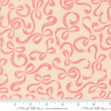 a repeating pattern of pink bows on a beige background.