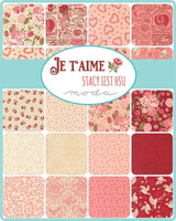 The image is a collage of various fabric patterns in shades of pink and red, arranged in a grid format.