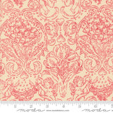 The image is a repeating pattern of cherubs and flowers in red and beige colors, creating a decorative and ornate design.