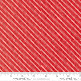 a red fabric with white diagonal stripes.