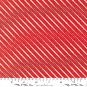 a red fabric with white diagonal stripes.