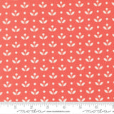 a repeating pattern of white flowers on a red background.